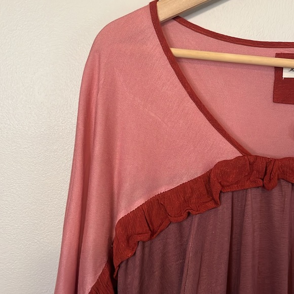 Anthropologie Meadow Rue Mina Top Ruffle Colorblock Shirt Blouse - Picture 3 of 6